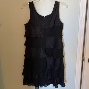 London Times Black Ruffle Dress